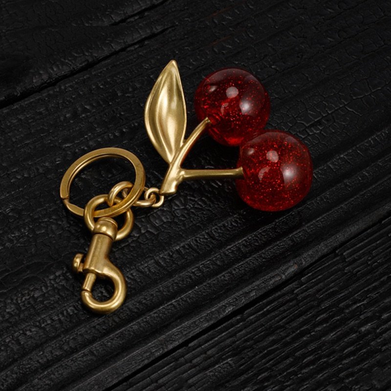 Promotional Creative Fashion Crystal 3D Cherry Keychain Bag Pendant Charms Keyring Women Girl Gift Acrylic Cherry Keychain