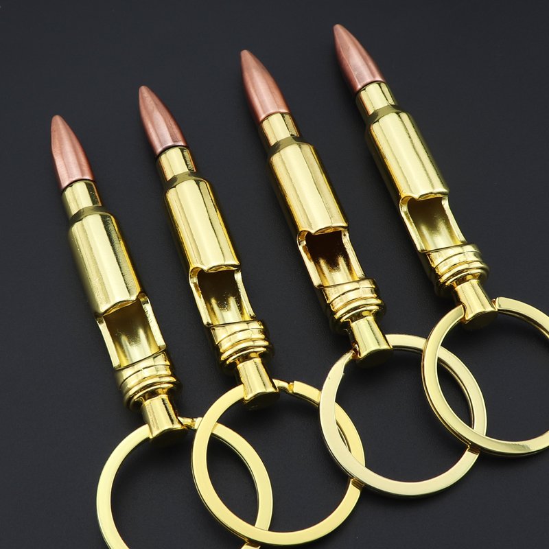 Customized Logo 50 Caliber 3D Mini Glock Keychain With Bullets Beer Bottle Opener sSelf Defens Metal Gun Bullet Model Keychain