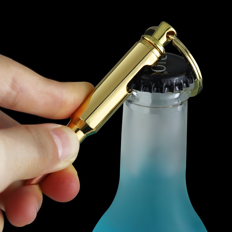 Customized Logo 50 Caliber 3D Mini Glock Keychain With Bullets Beer Bottle Opener sSelf Defens Metal Gun Bullet Model Keychain