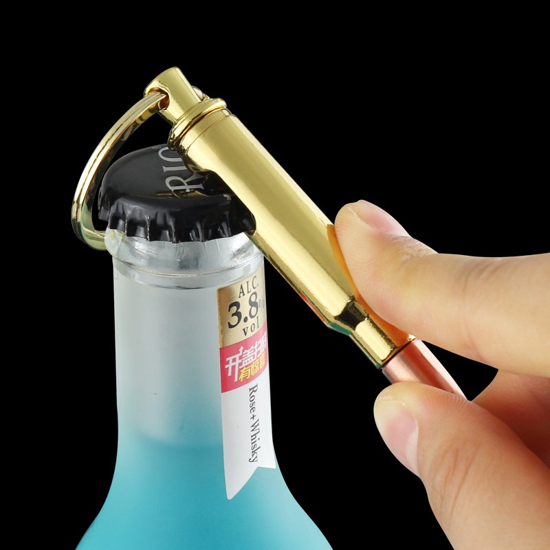 Customized Logo 50 Caliber 3D Mini Glock Keychain With Bullets Beer Bottle Opener sSelf Defens Metal Gun Bullet Model Keychain