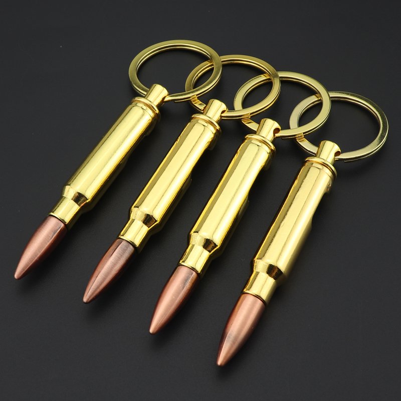 Customized Logo 50 Caliber 3D Mini Glock Keychain With Bullets Beer Bottle Opener sSelf Defens Metal Gun Bullet Model Keychain