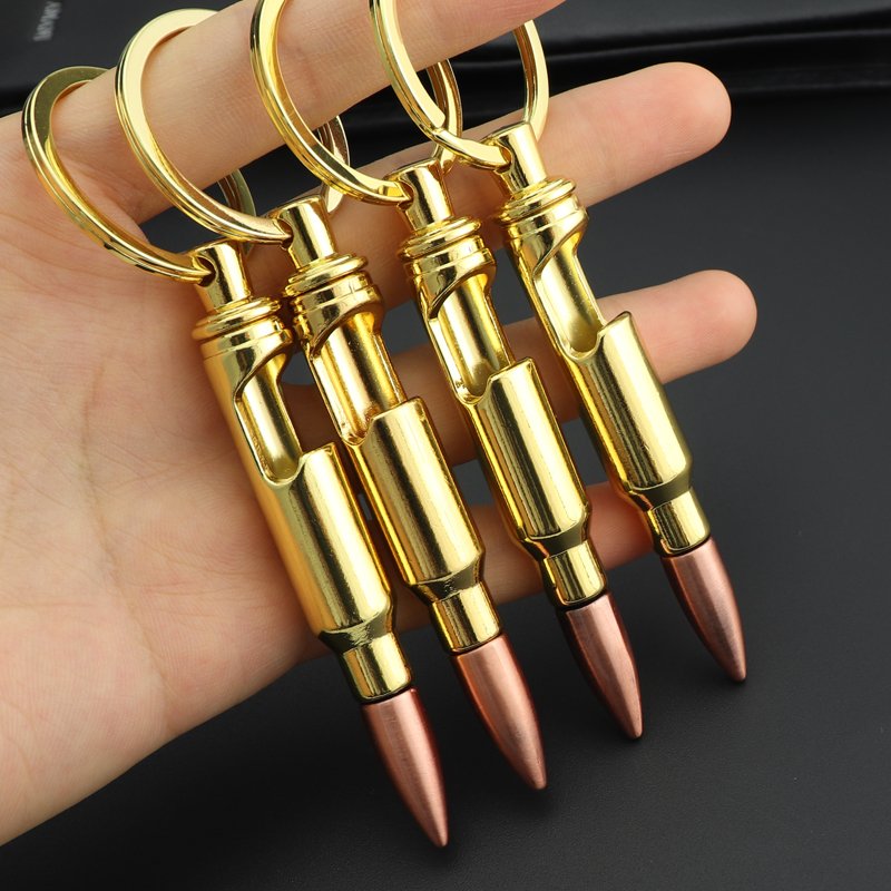 Customized Logo 50 Caliber 3D Mini Glock Keychain With Bullets Beer Bottle Opener sSelf Defens Metal Gun Bullet Model Keychain