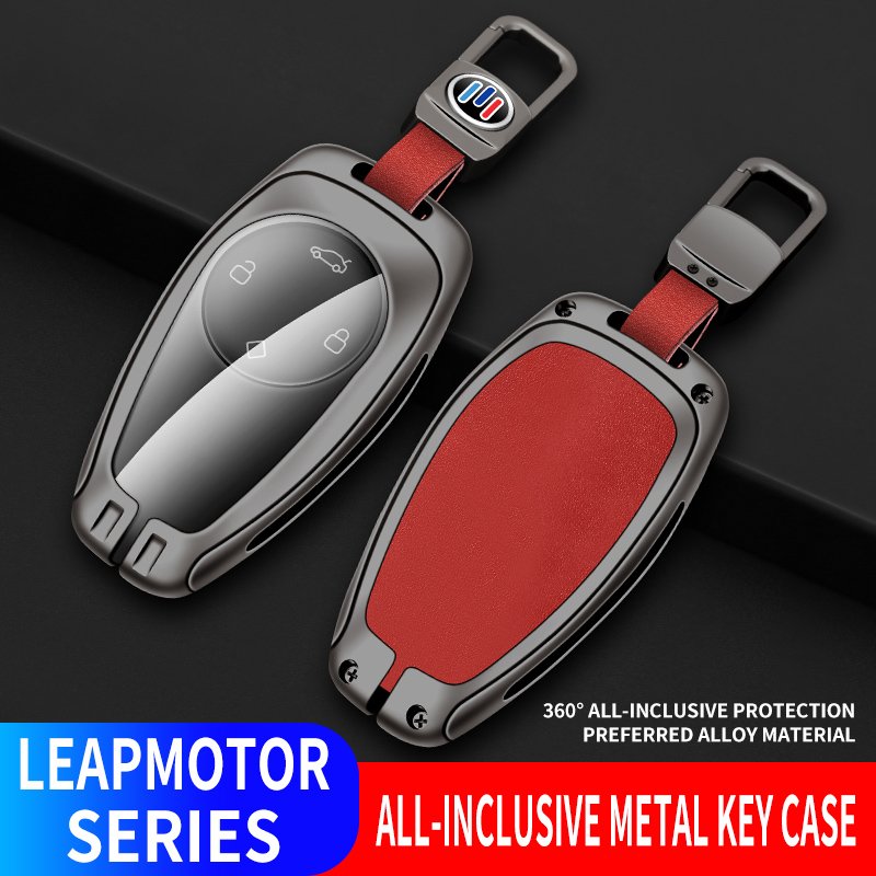 Zinc Alloy Leather Car Remote Key Case Cover For Leapmotor C16 C11 C10 C01 T03 S01 Type Protector Shell Keychain Accessories