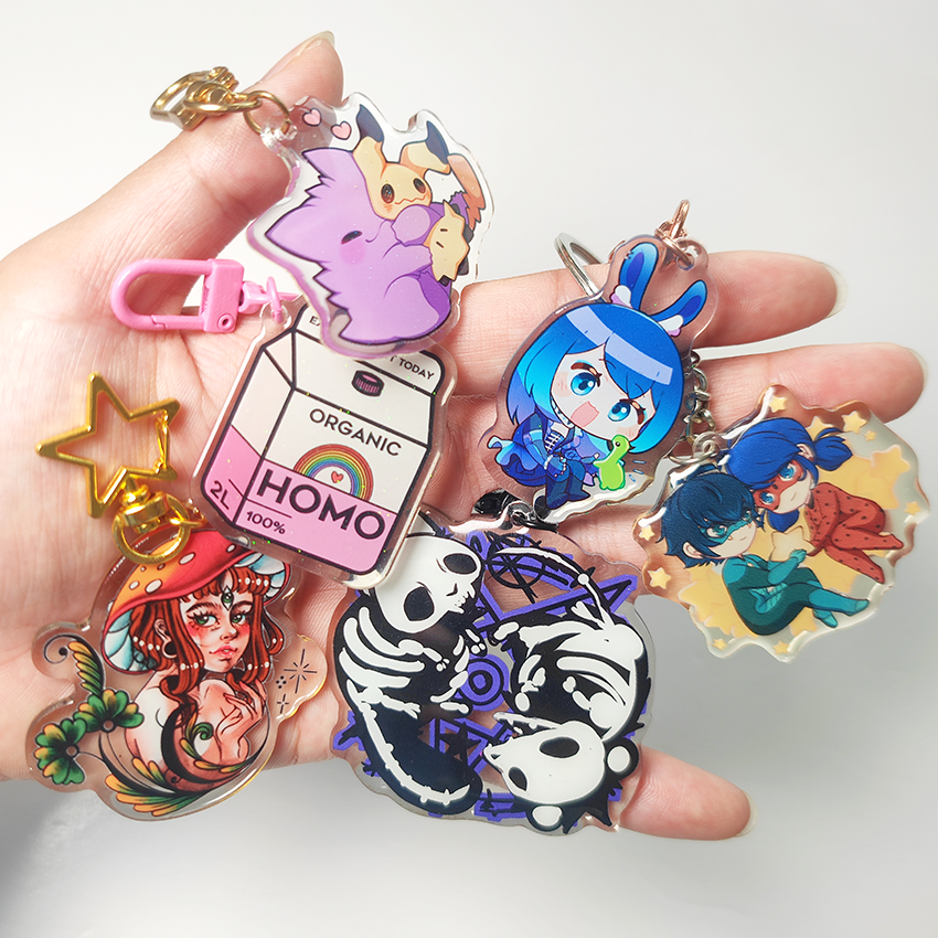 Wholesale Popular Customized Cheap Custom Printed Acrylic Keychain Make Own Epoxy Acrylic Keychain Gifts