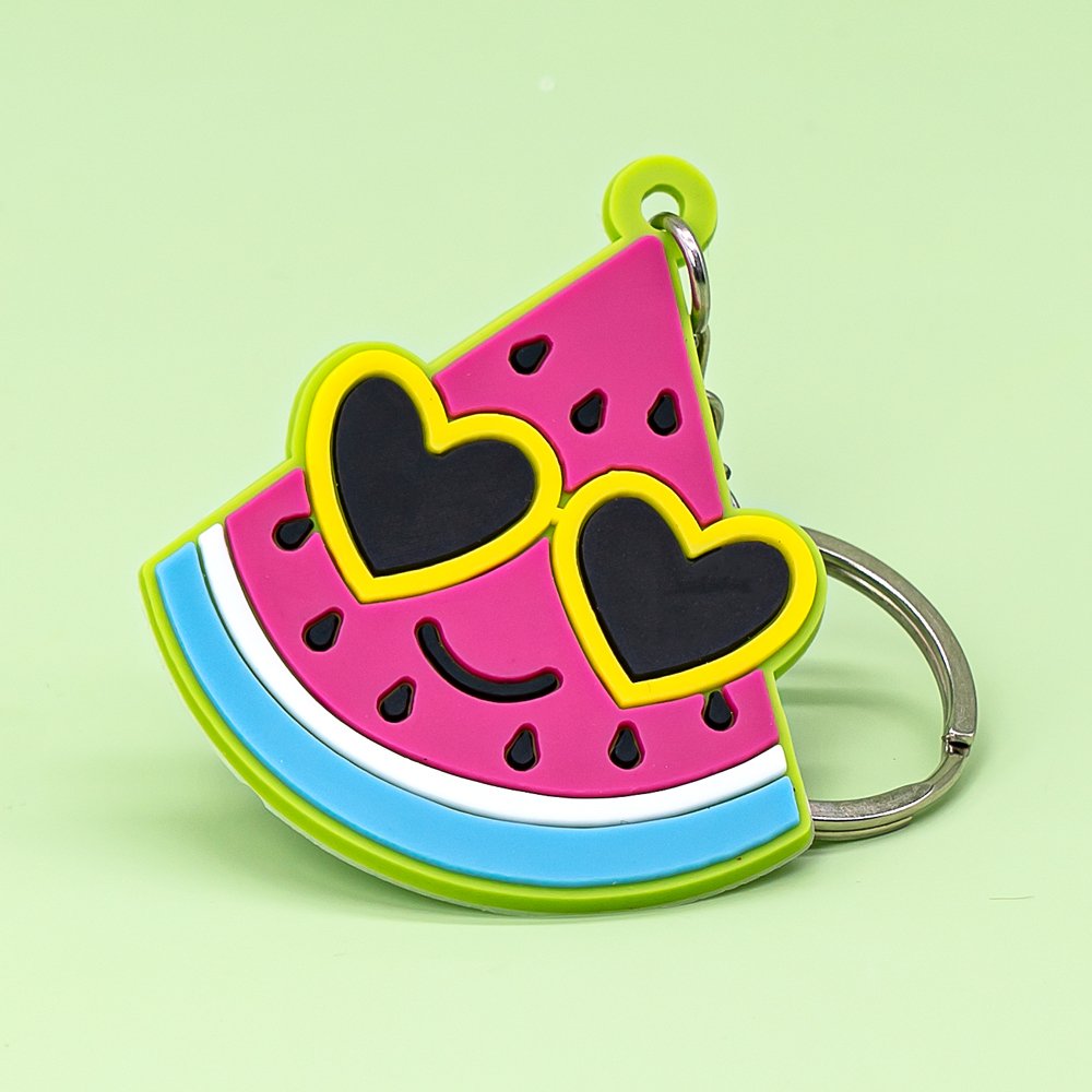 pvc key ring Sunflower avocado Cherry watermelon strawberry cartoon keychains plant keychains fit kids bag keys accessories