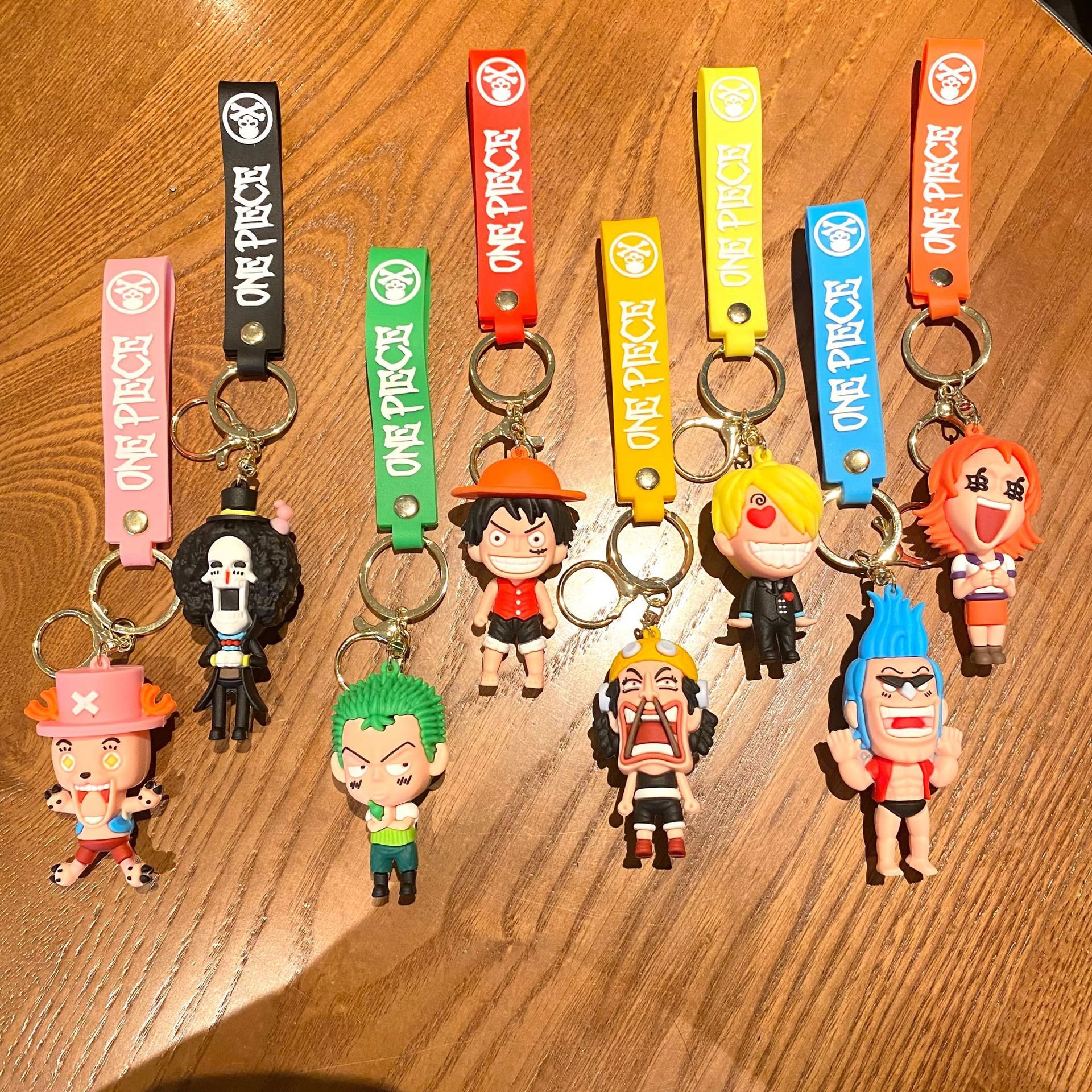 8 Designs Luffy Nami Anime Action Figure Keychain Cartoon Sanji Zoro Chopper Silicon keyring 3D Car Bag Key Chain Accessories