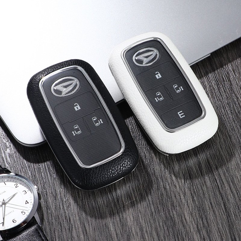 For DAIHATSU leather Key Fob Cover 3/4 button key shell fit for toyota DAIHATSU TantoLA600S/150S/800S key cover