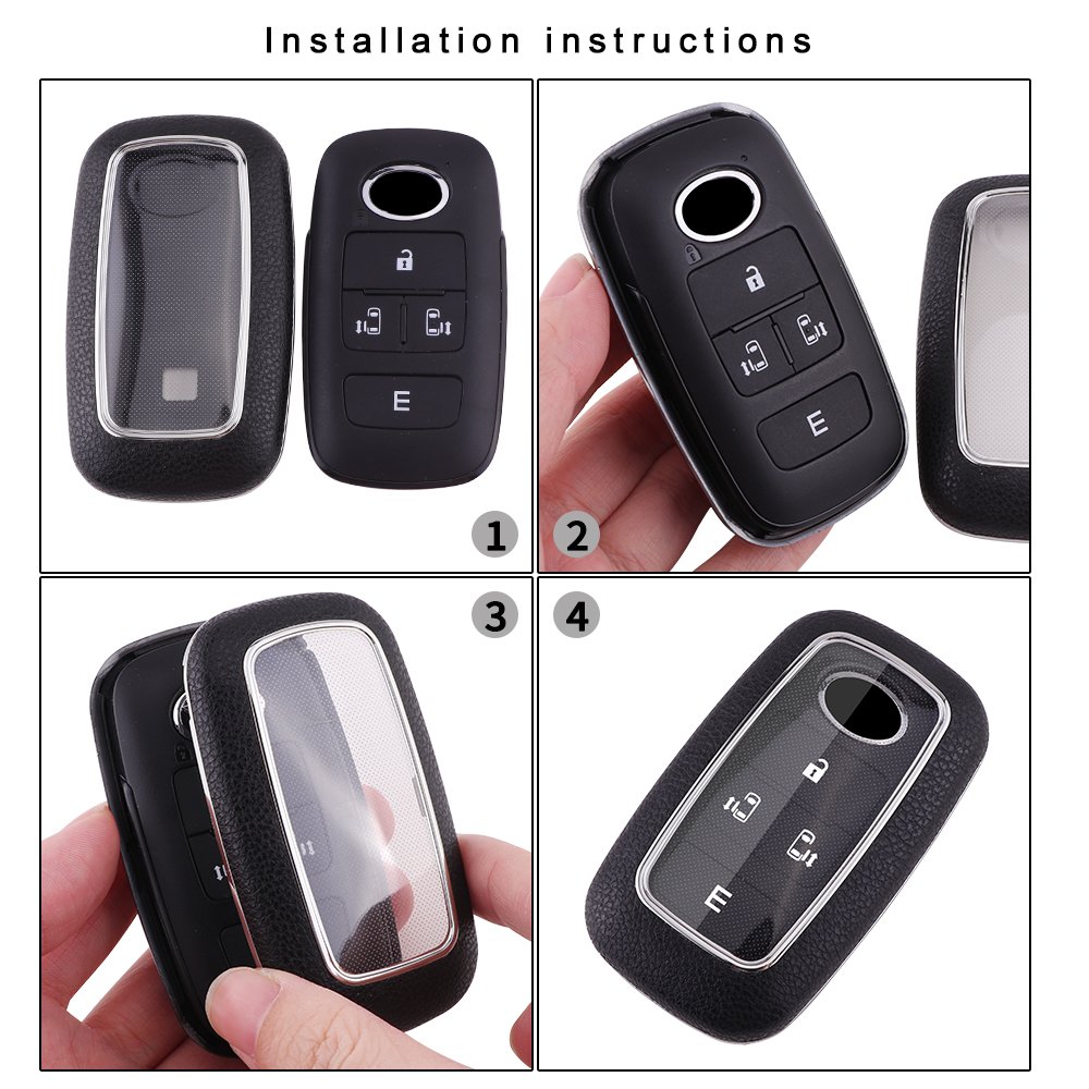 For DAIHATSU leather Key Fob Cover 3/4 button key shell fit for toyota DAIHATSU TantoLA600S/150S/800S key cover