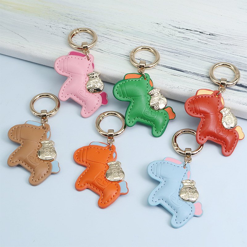 Creative Pony Car Keychain Mini Book Bag Bag Pendant Exquisite Leather Female Pony Lock Key Chain Gift