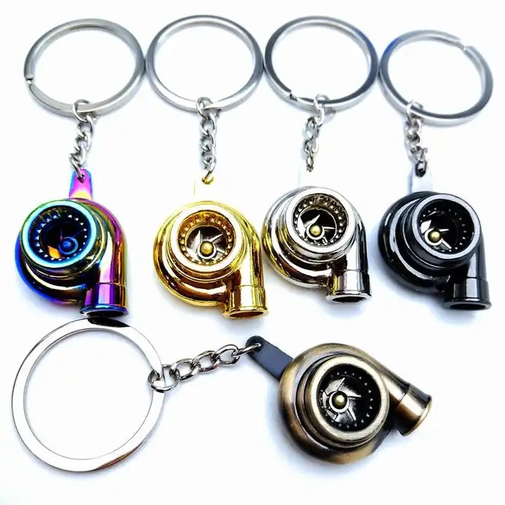 Mini Metal Car Turbine Crafts Charms Turbocharger Key Chain Car Turbine Pendant Accessories Gift Wholesale