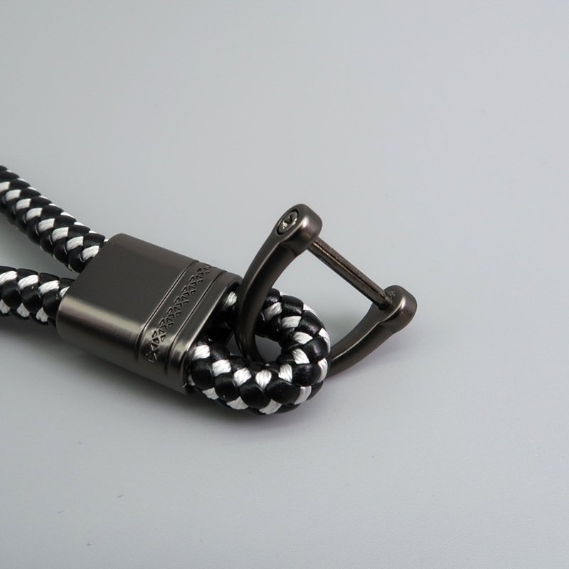 Braided Leather Strap Car Keychain Loss Prevention Fob Keychain Pendant Car Key Accessories