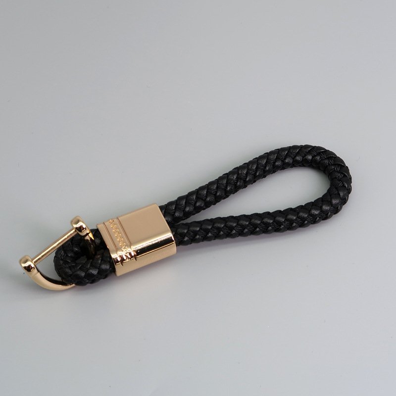 Braided Leather Strap Car Keychain Loss Prevention Fob Keychain Pendant Car Key Accessories