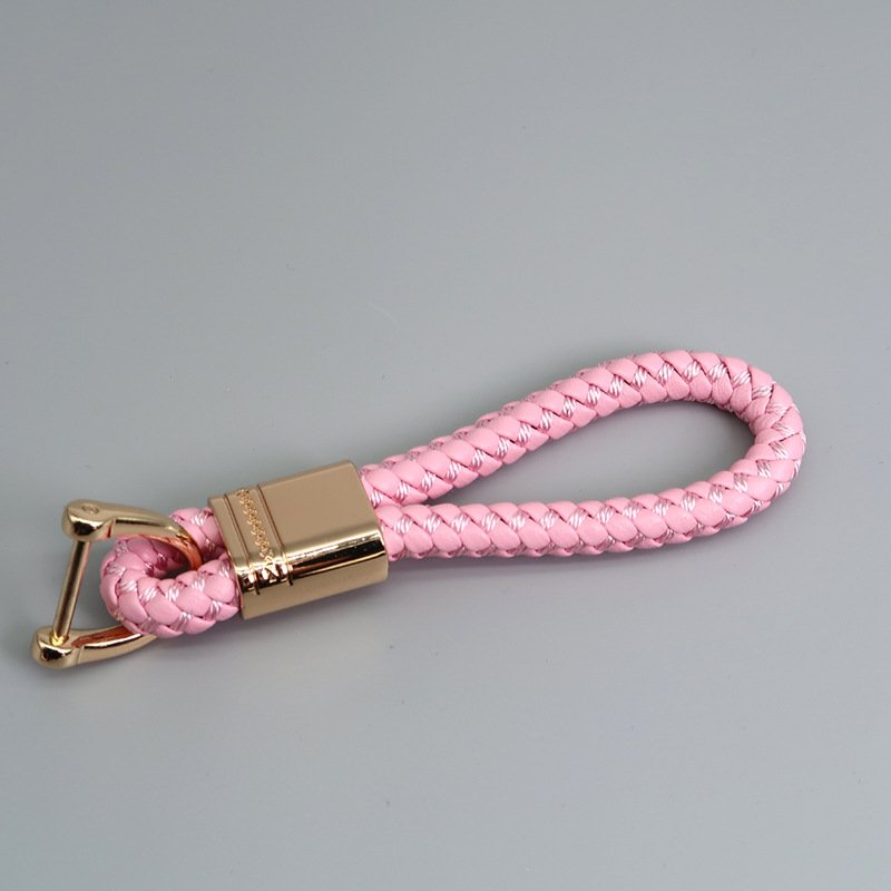 Braided Leather Strap Car Keychain Loss Prevention Fob Keychain Pendant Car Key Accessories