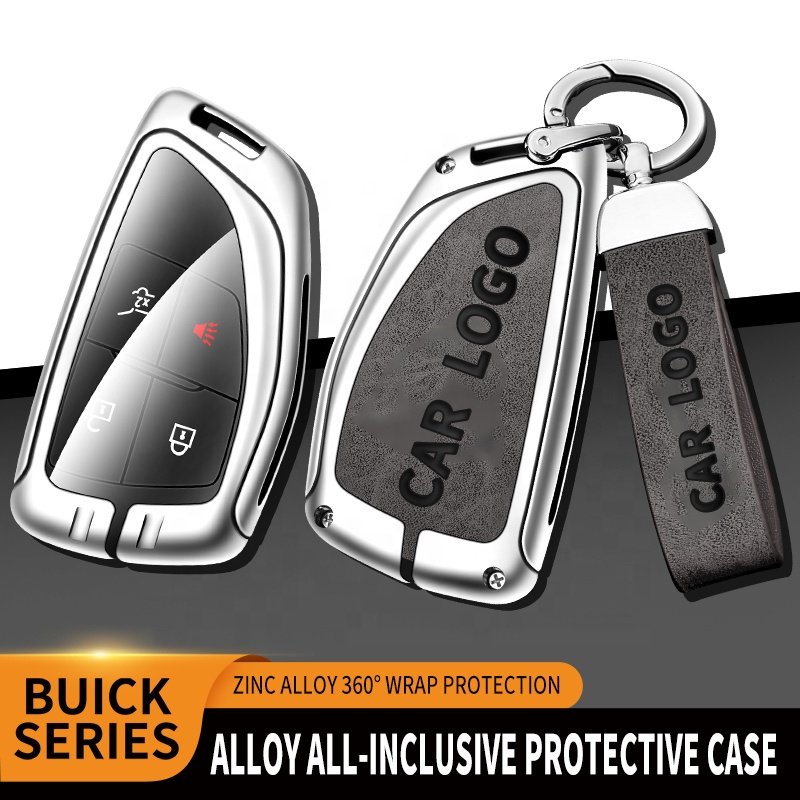 For Buick Leather Zinc Alloy Case Metal Car Key Cover With Keychain