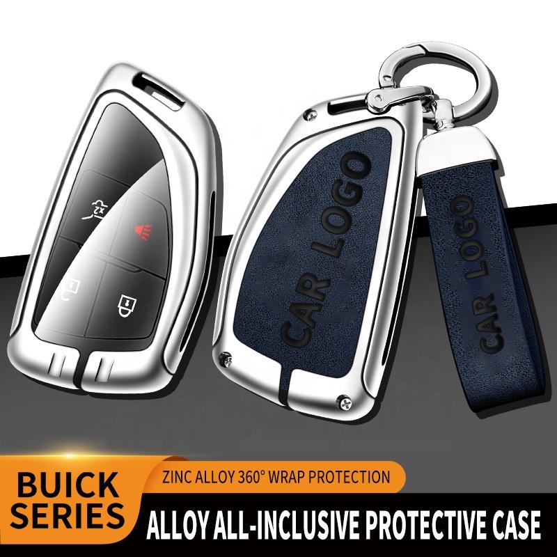 For Buick Leather Zinc Alloy Case Metal Car Key Cover With Keychain
