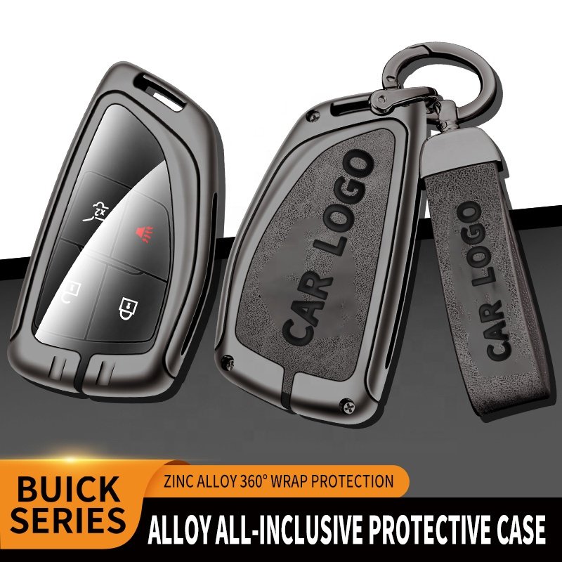 For Buick Leather Zinc Alloy Case Metal Car Key Cover With Keychain