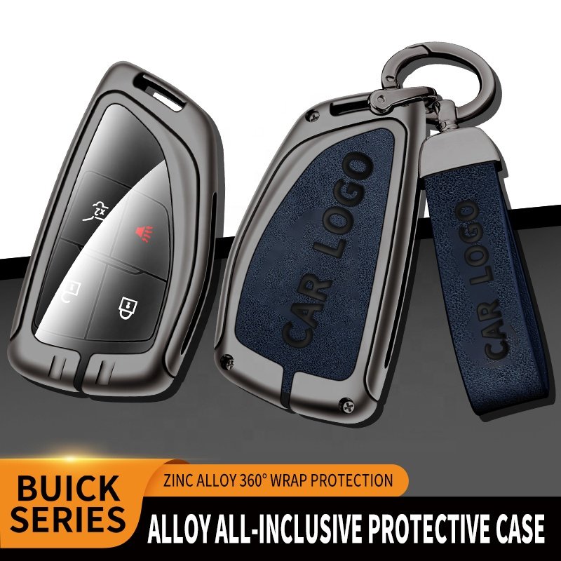 For Buick Leather Zinc Alloy Case Metal Car Key Cover With Keychain