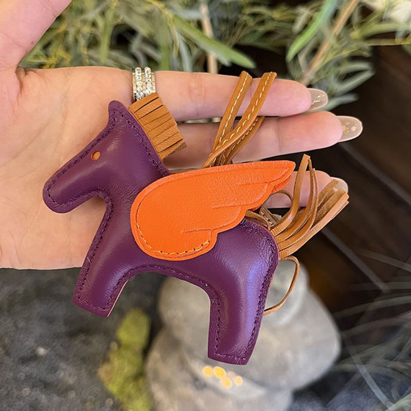 Genuine Leather Sheepskin Material Bag Parts Women's Bag Accessories Pony Angel Little Horse Keychain Pendant For Bag Charms