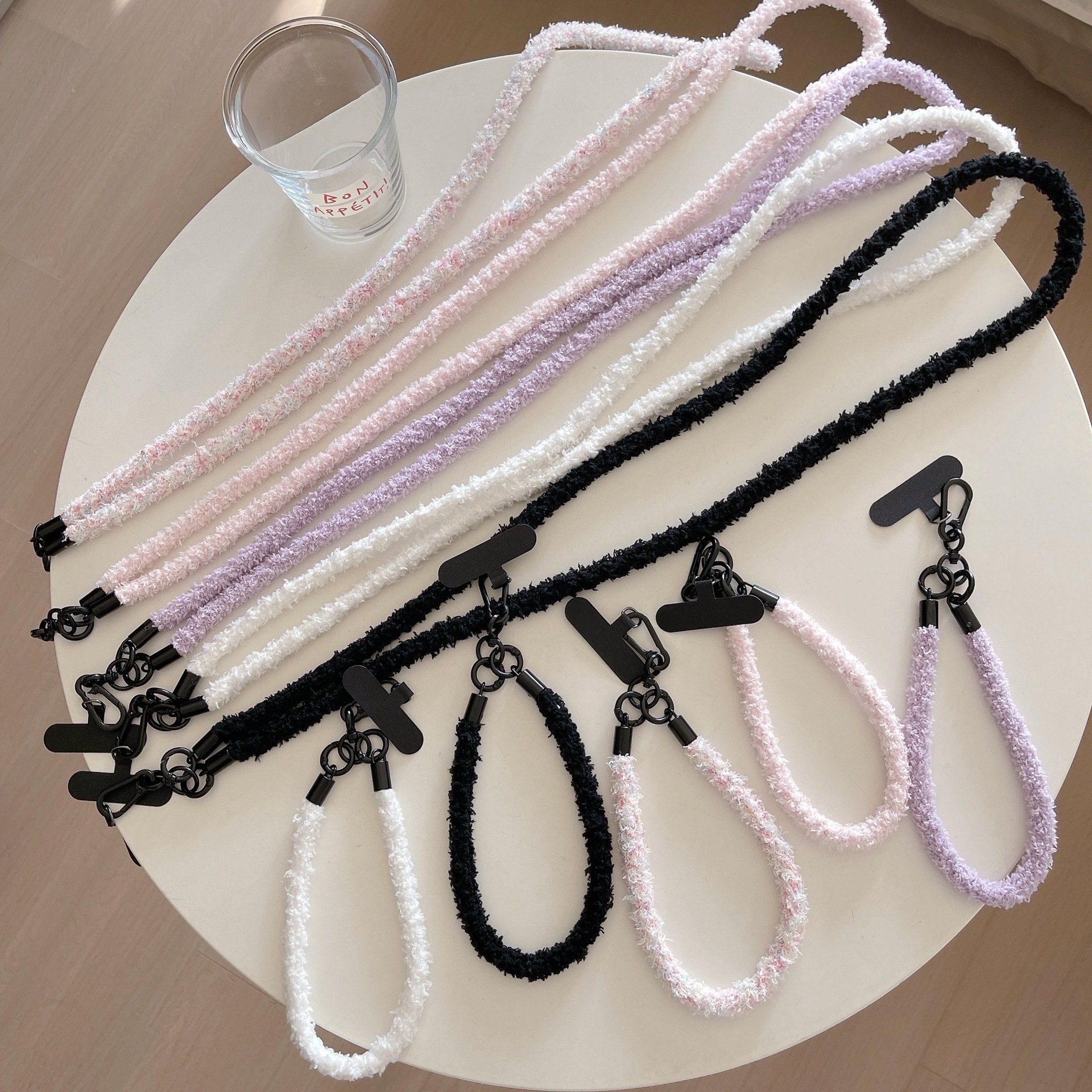 2024 New Promotional Gift Girl Pink Rope Phone Strap ID Card Lanyard Women Handbag Decoration Car Key Holder Cute Plush Keychain