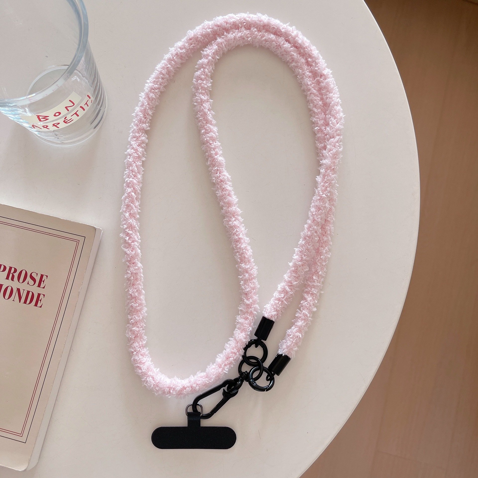 2024 New Promotional Gift Girl Pink Rope Phone Strap ID Card Lanyard Women Handbag Decoration Car Key Holder Cute Plush Keychain