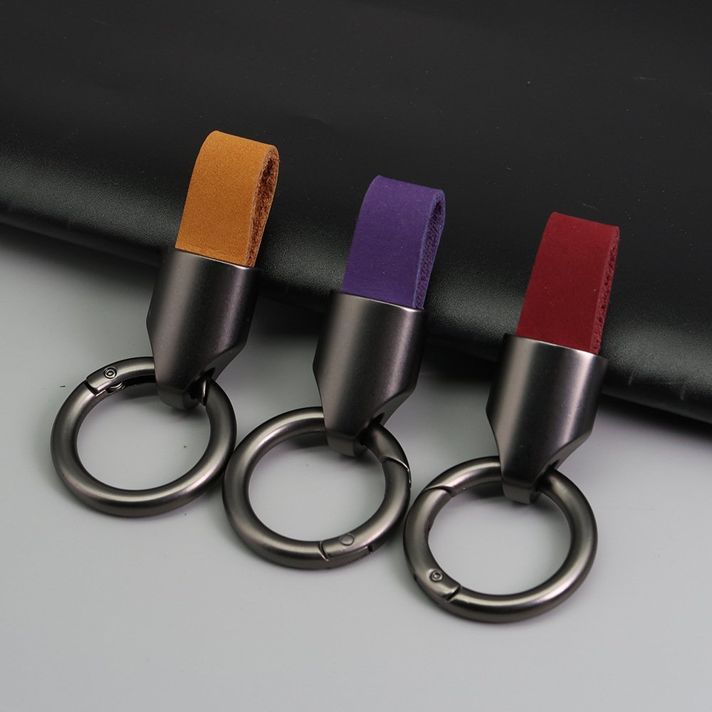 Custom Laser Logo Short Frosting Leather Car Keychain Key Chain For Car With Your Own Logo Keyrings Key Chain