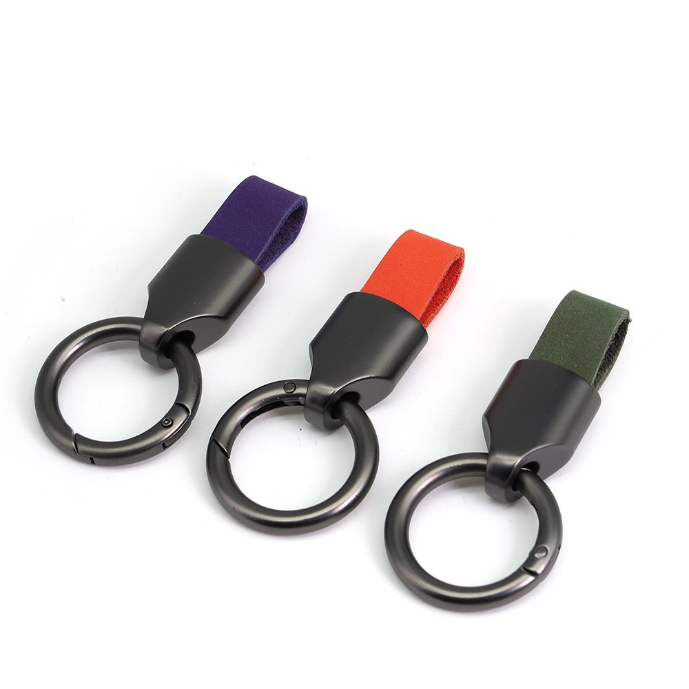 Custom Laser Logo Short Frosting Leather Car Keychain Key Chain For Car With Your Own Logo Keyrings Key Chain