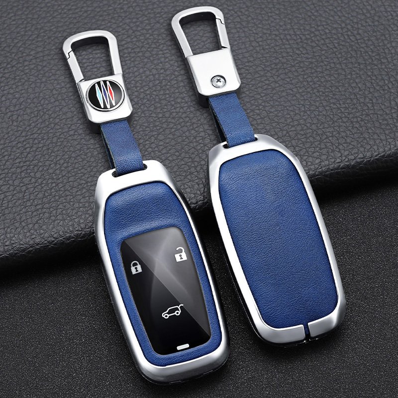 Automotive Accessories Interior Zinc Alloy Car Key Cover Case 3D Leather Smart Car Key Fob Holder Fit for Changan
