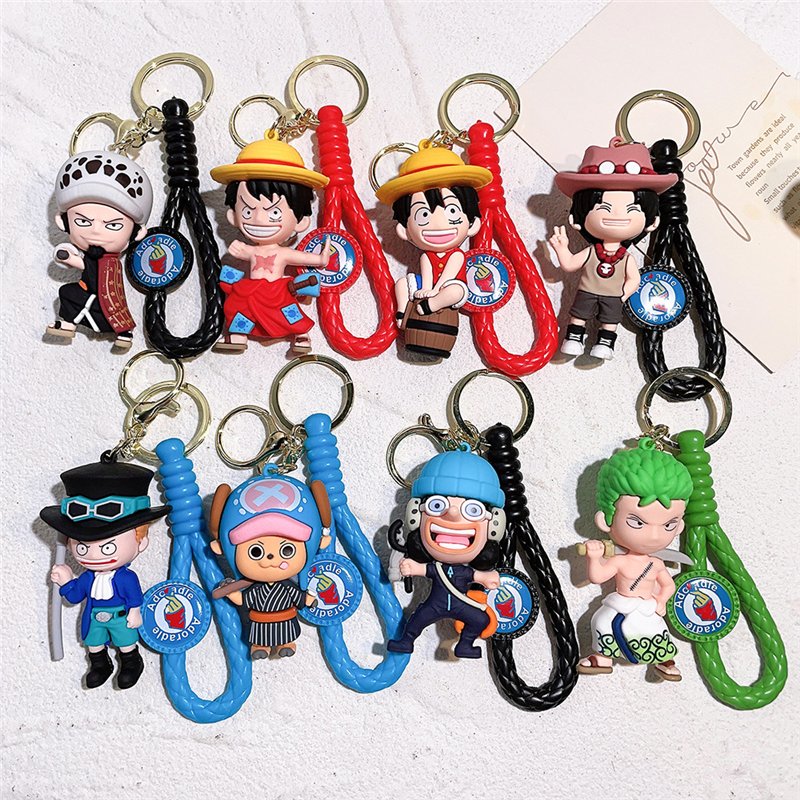 Anime One Piece Cartoon Keychain Luffy Roronoa Zoro Chopper Usopp Kawaii Doll Car Key Chain Bag Pendant Accessories Kids Gift