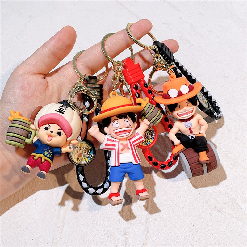 Anime One Piece Cartoon Keychain Luffy Roronoa Zoro Chopper Usopp Kawaii Doll Car Key Chain Bag Pendant Accessories Kids Gift