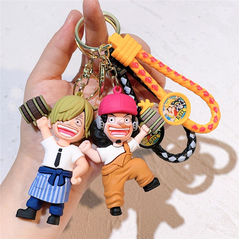 Anime One Piece Cartoon Keychain Luffy Roronoa Zoro Chopper Usopp Kawaii Doll Car Key Chain Bag Pendant Accessories Kids Gift
