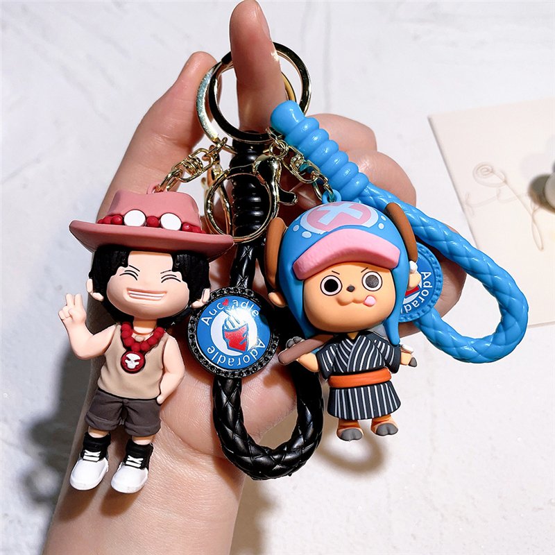 Anime One Piece Cartoon Keychain Luffy Roronoa Zoro Chopper Usopp Kawaii Doll Car Key Chain Bag Pendant Accessories Kids Gift