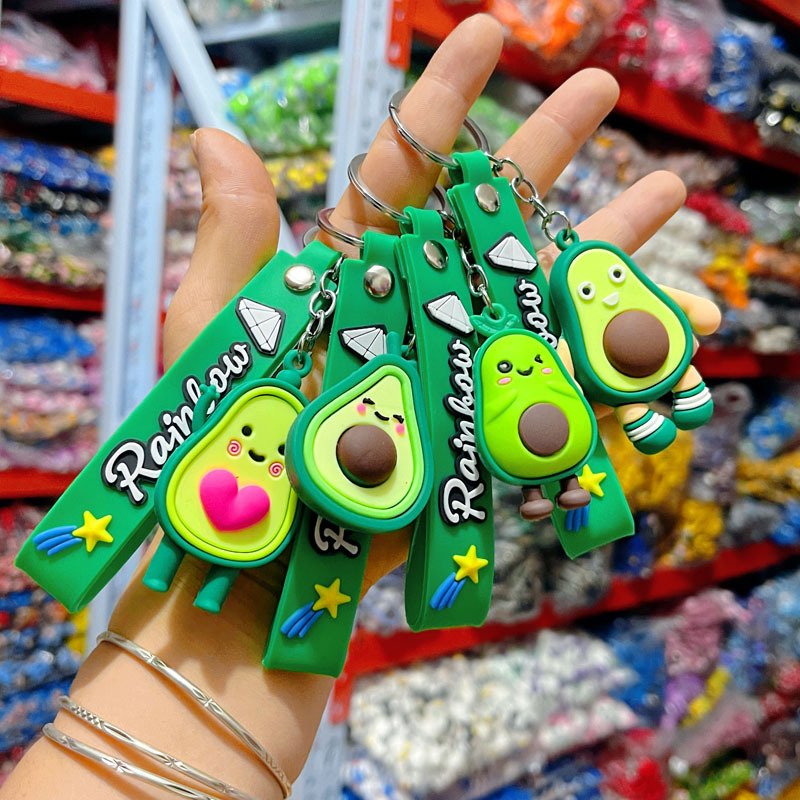 Cartoon Panda Keychain 3D Rubber Cute Bear Doll Keyring Backpack Bag Charm Pendant Couple Key Chain Accessories - Mixed