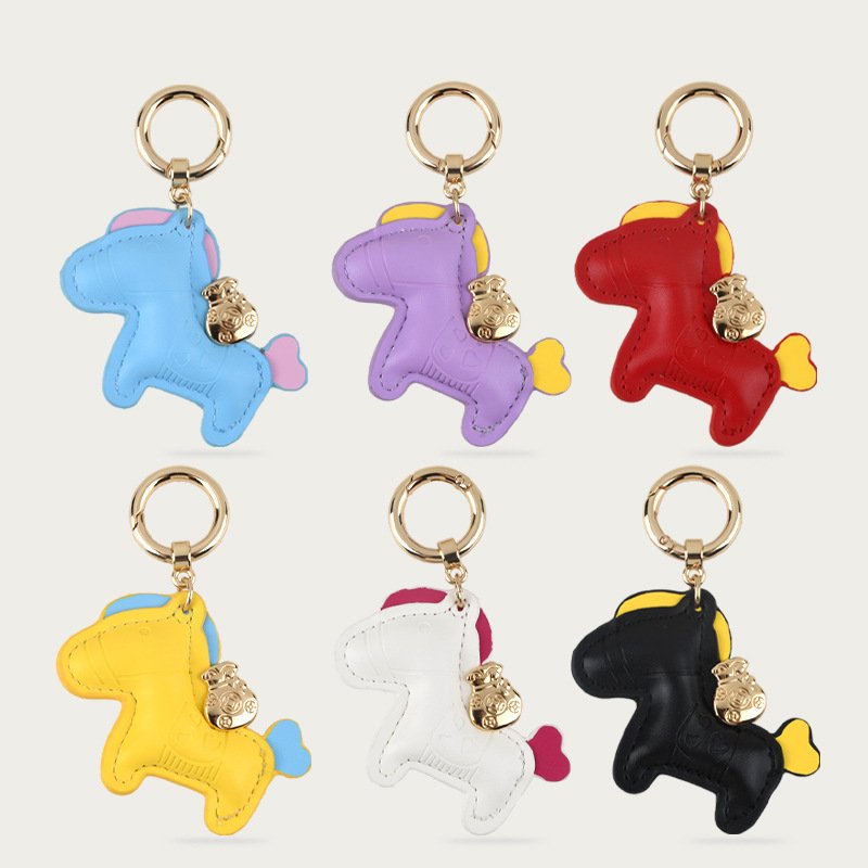 High quality genuine leather simple key ring Top layer frosted cowhide finger ring keychain creative anti loss car keychain