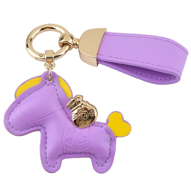 High quality genuine leather simple key ring Top layer frosted cowhide finger ring keychain creative anti loss car keychain