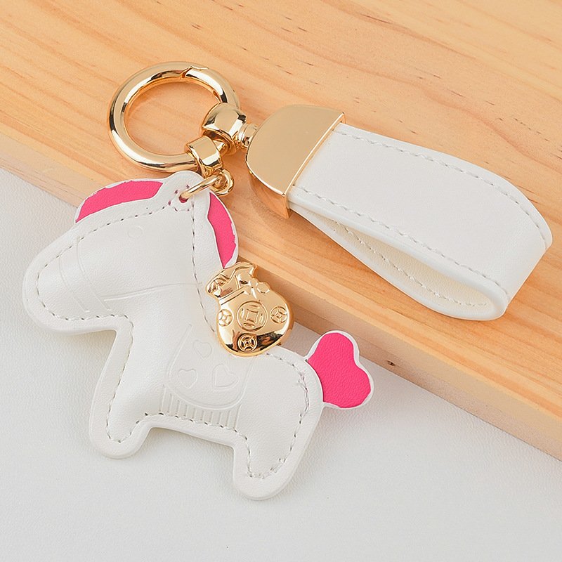 High quality genuine leather simple key ring Top layer frosted cowhide finger ring keychain creative anti loss car keychain