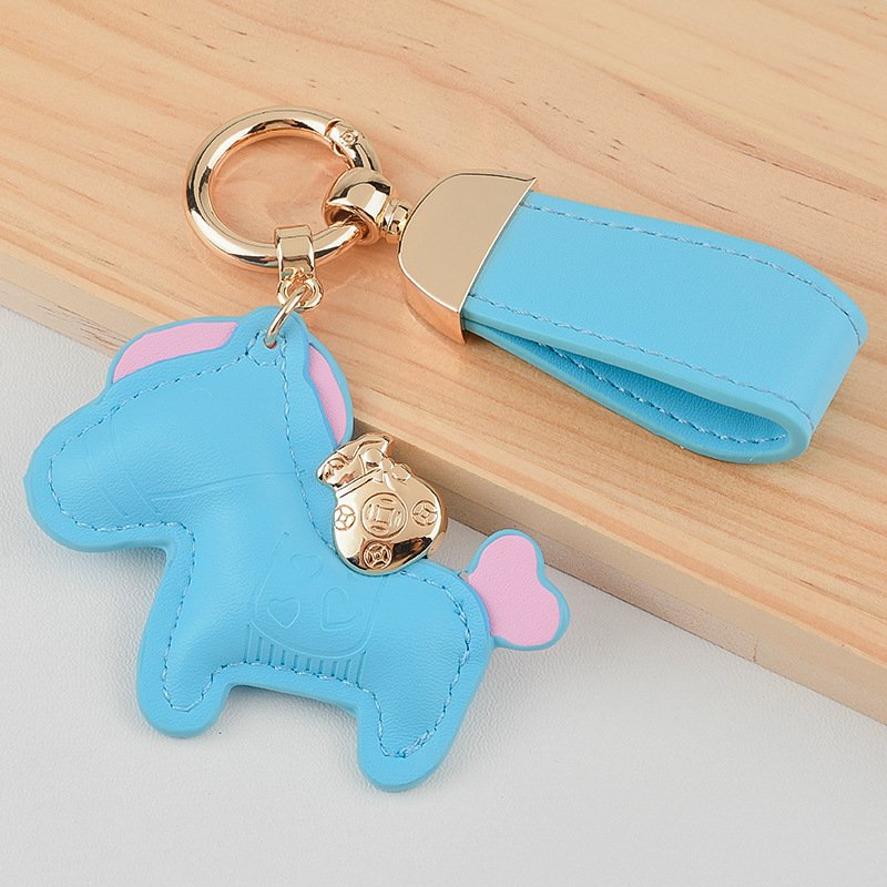 High quality genuine leather simple key ring Top layer frosted cowhide finger ring keychain creative anti loss car keychain