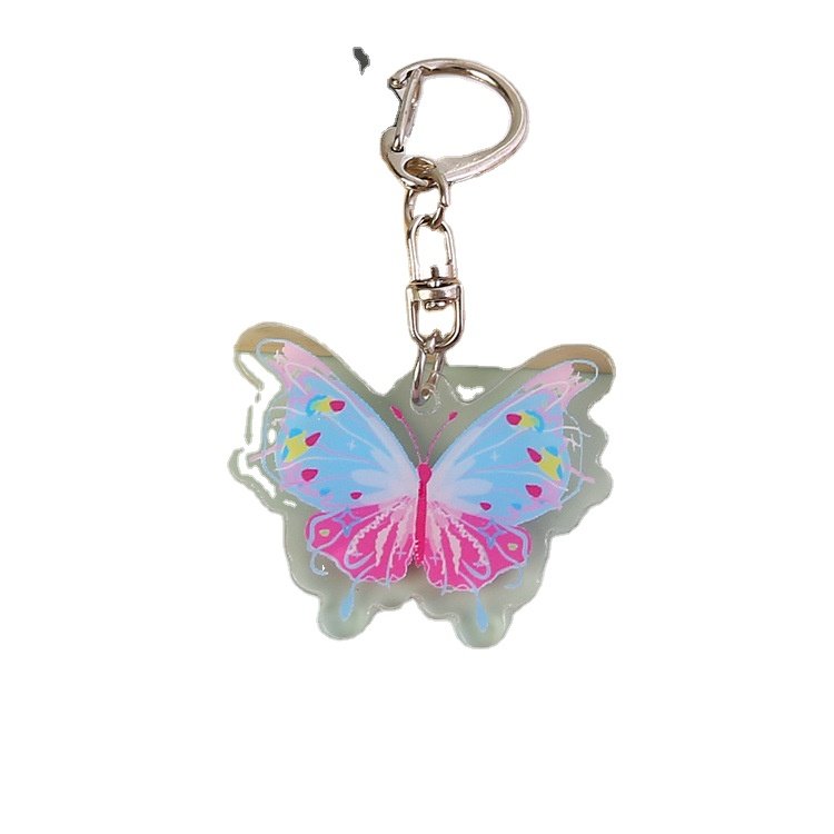 Creative Promotional Acrylic Orange Monarch Butterfly Key Ring Handbag Car Keychains Trendy Jewelry Gifts Accessories