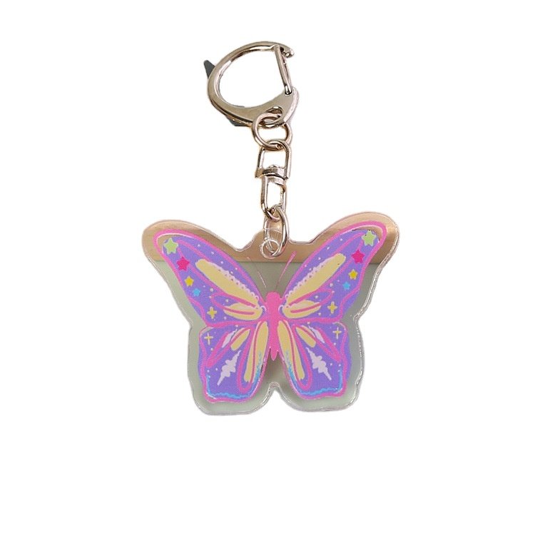 Creative Promotional Acrylic Orange Monarch Butterfly Key Ring Handbag Car Keychains Trendy Jewelry Gifts Accessories