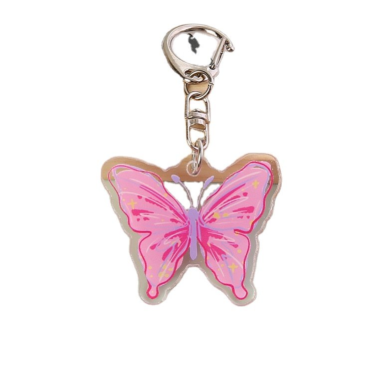 Creative Promotional Acrylic Orange Monarch Butterfly Key Ring Handbag Car Keychains Trendy Jewelry Gifts Accessories