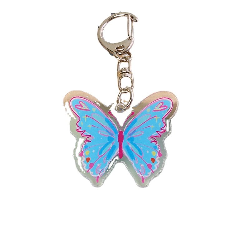 Creative Promotional Acrylic Orange Monarch Butterfly Key Ring Handbag Car Keychains Trendy Jewelry Gifts Accessories