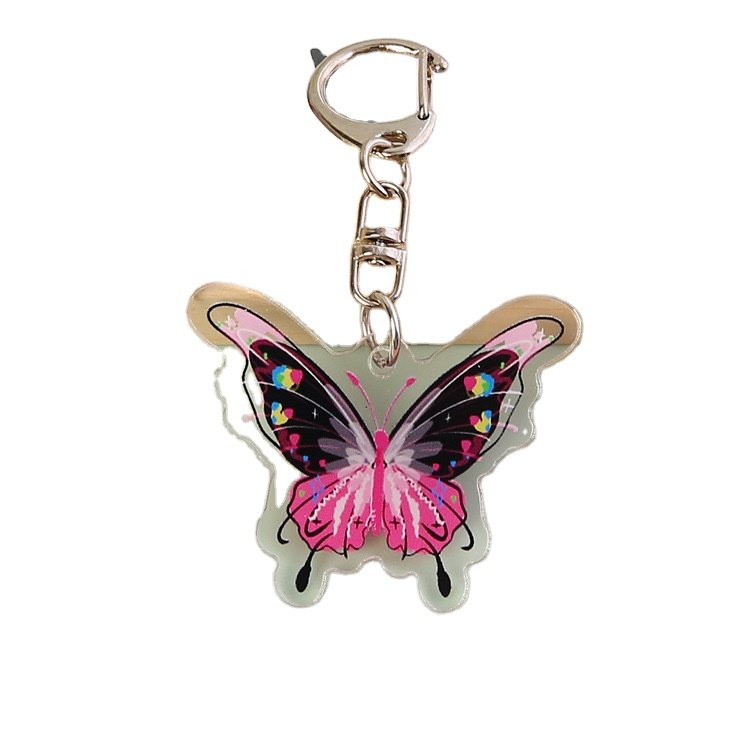 Creative Promotional Acrylic Orange Monarch Butterfly Key Ring Handbag Car Keychains Trendy Jewelry Gifts Accessories