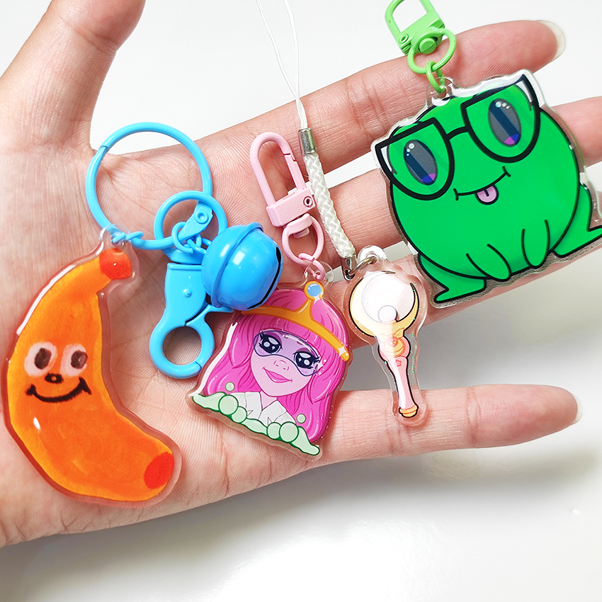 Manufacturer Acrylic Charm Keychains Custom Cheap Clear Printing Transparent Cartoon Acrylic Keychains