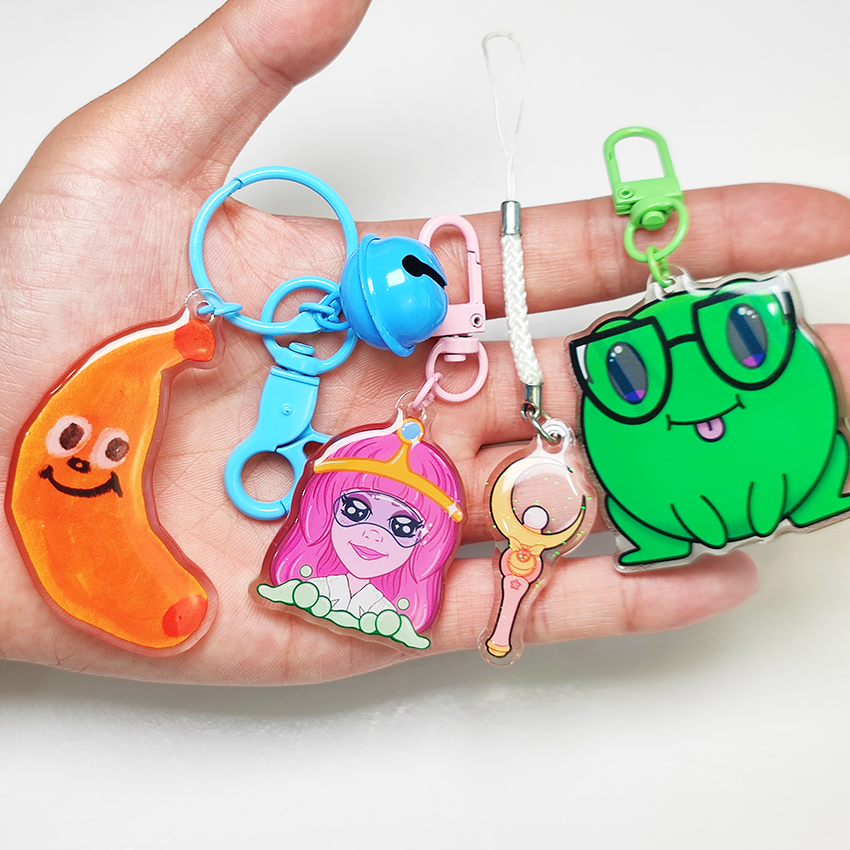 Manufacturer Acrylic Charm Keychains Custom Cheap Clear Printing Transparent Cartoon Acrylic Keychains