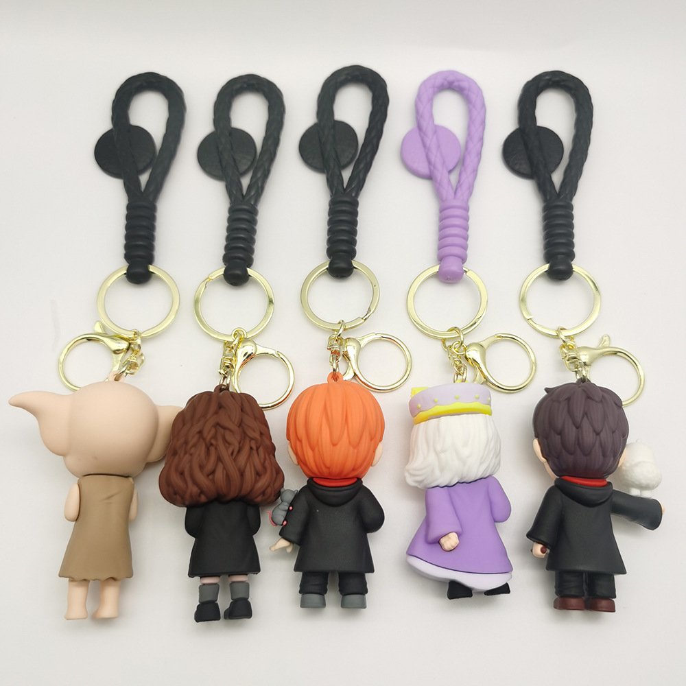Harry Cute Cartoon Magic Academy Doll Key Chain Couple PVC 3D Soft Rubber Car Bag Pendant Gift Keychain With Hanging
