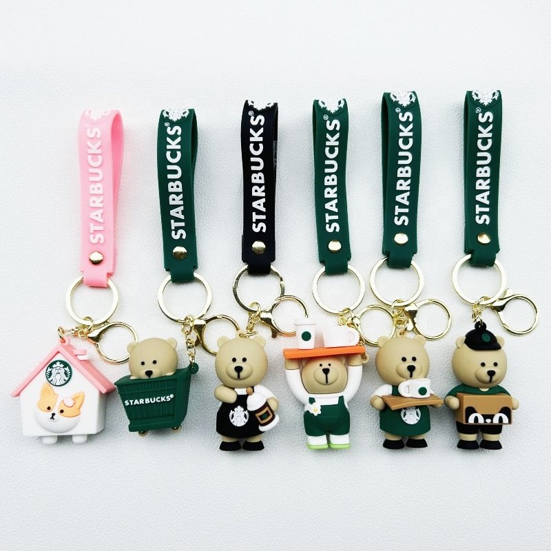New Arrival Wholesale 3D Cartoon buck's cup Boba keychain luxury Cute Coffee Cup Rubber keychain Accessories for Bag