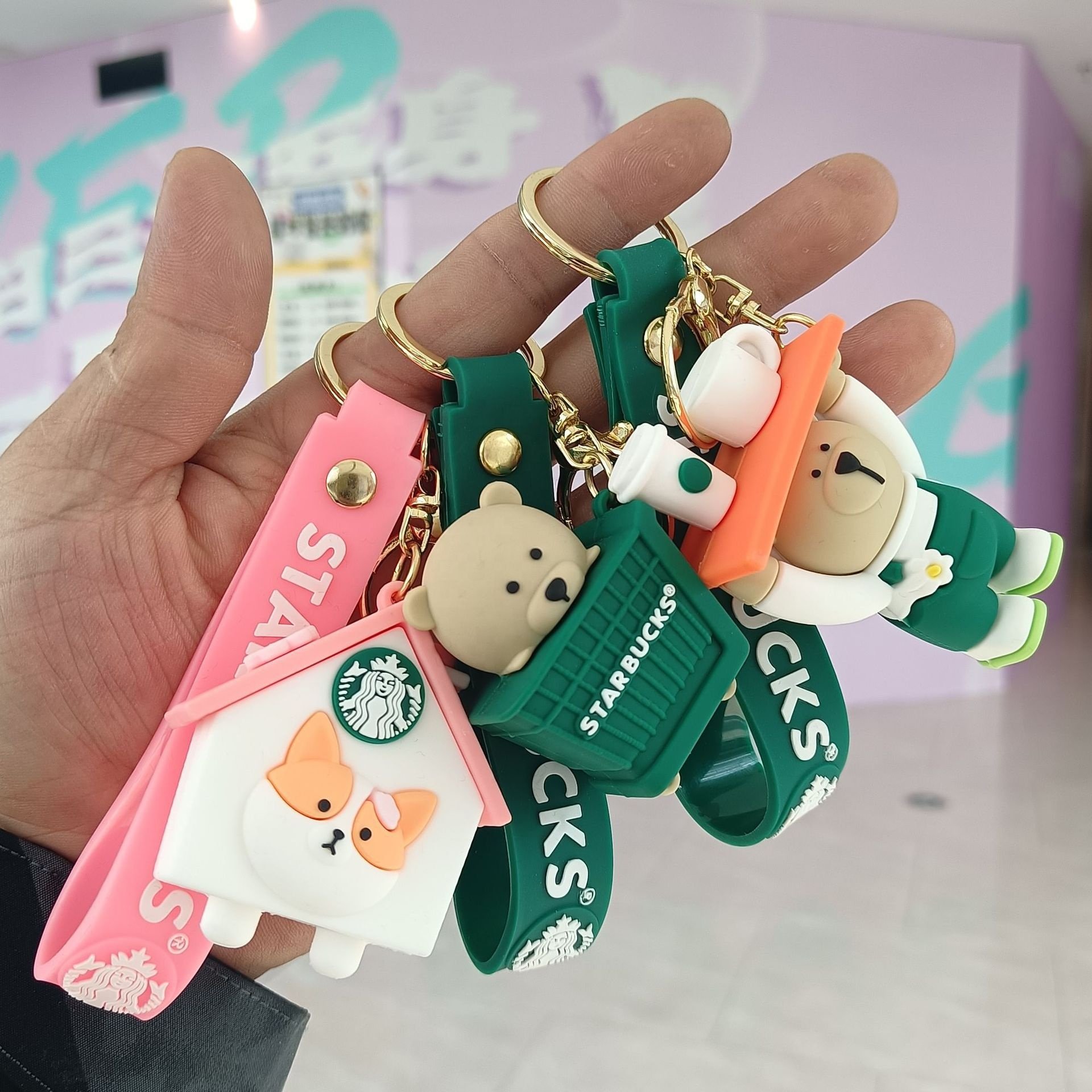 New Arrival Wholesale 3D Cartoon buck's cup Boba keychain luxury Cute Coffee Cup Rubber keychain Accessories for Bag