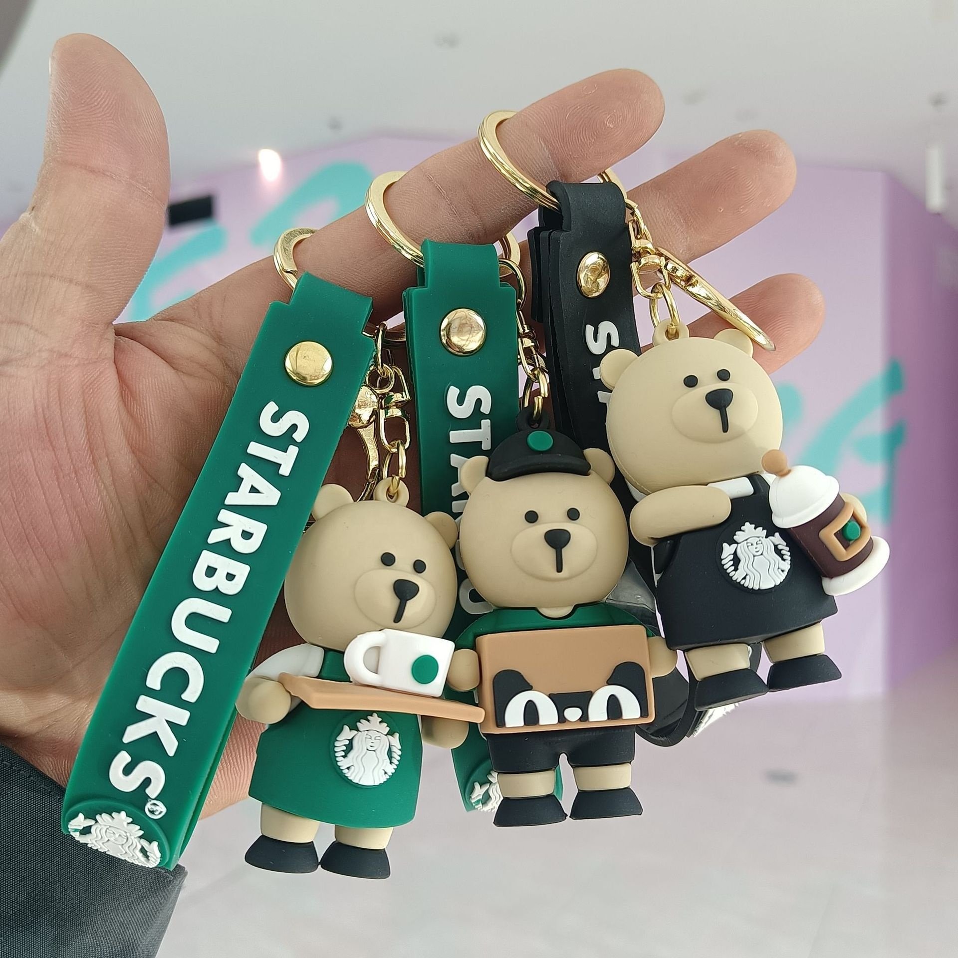 New Arrival Wholesale 3D Cartoon buck's cup Boba keychain luxury Cute Coffee Cup Rubber keychain Accessories for Bag