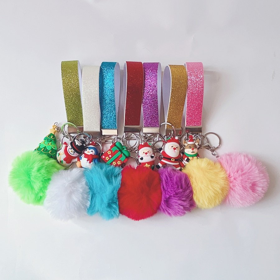 Cartoon Christmas gift cute Santa Claus Christmas tree key ring Bag car key chain self defense keychain accessories
