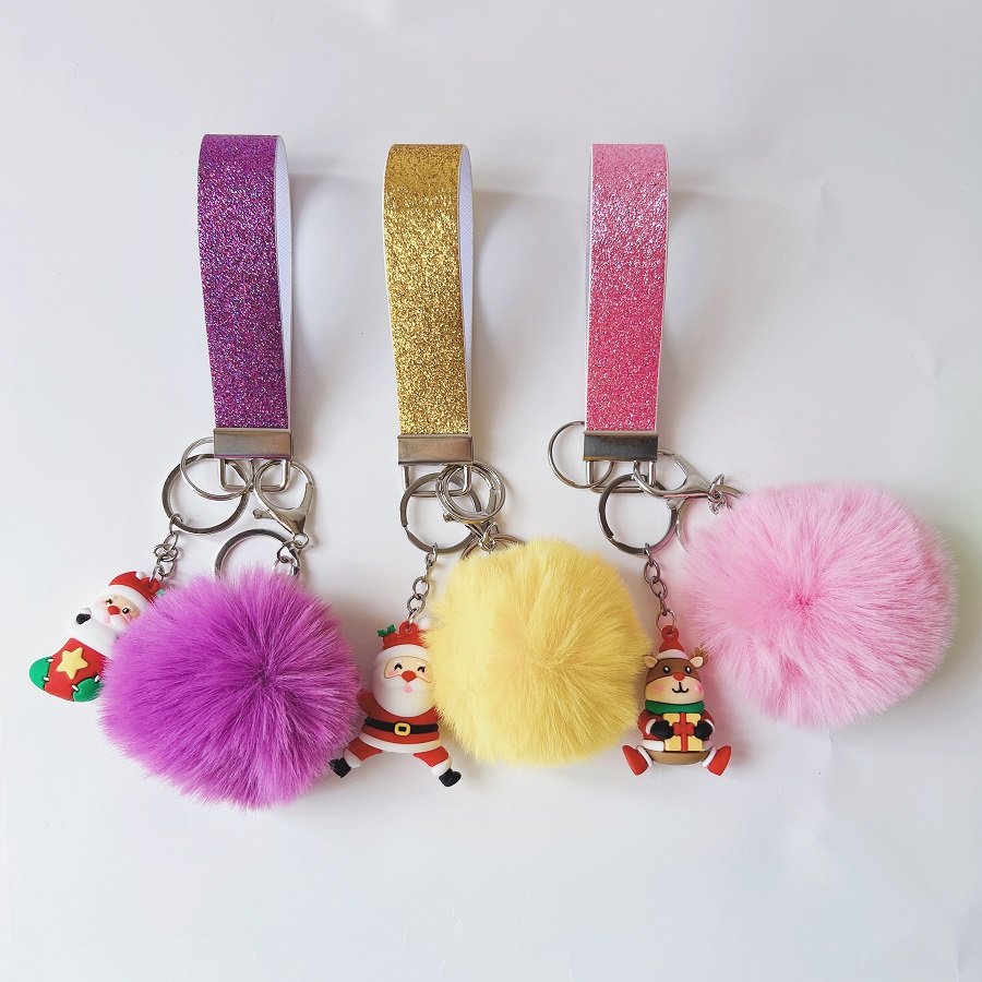 Cartoon Christmas gift cute Santa Claus Christmas tree key ring Bag car key chain self defense keychain accessories