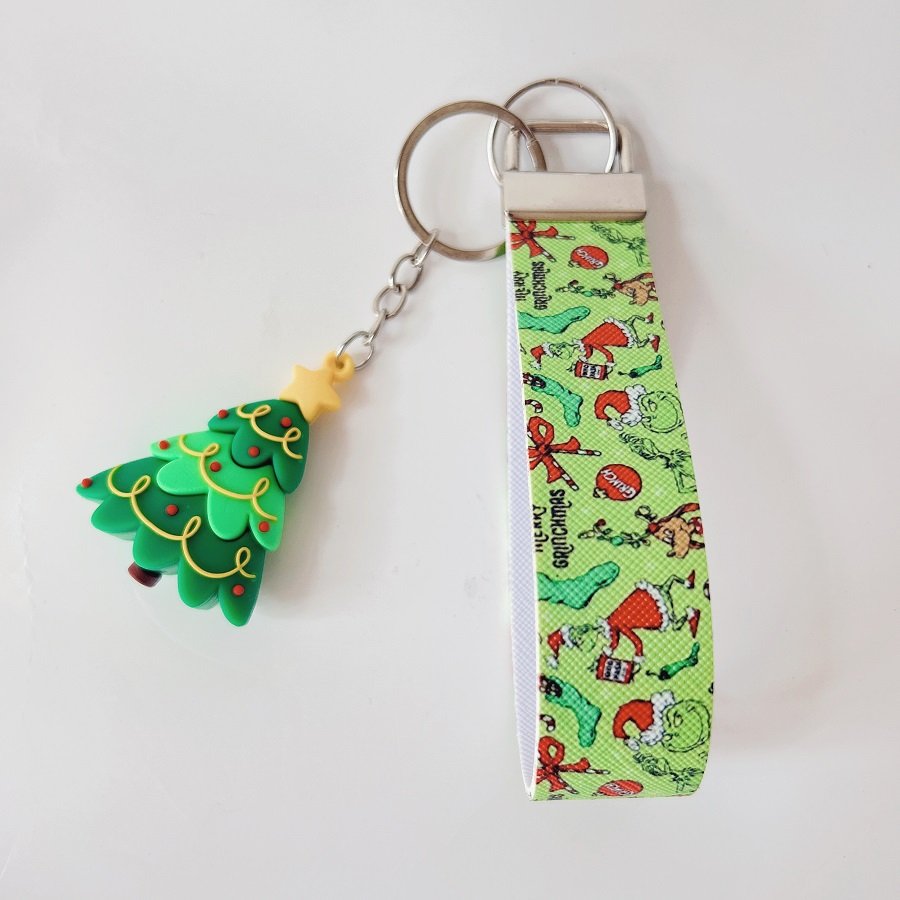 Cartoon Christmas gift cute Santa Claus Christmas tree key ring Bag car key chain self defense keychain accessories